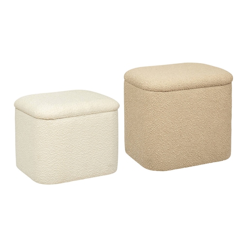 Pufy ze schowkiem bouclé DANI, zestaw 2 sztuki