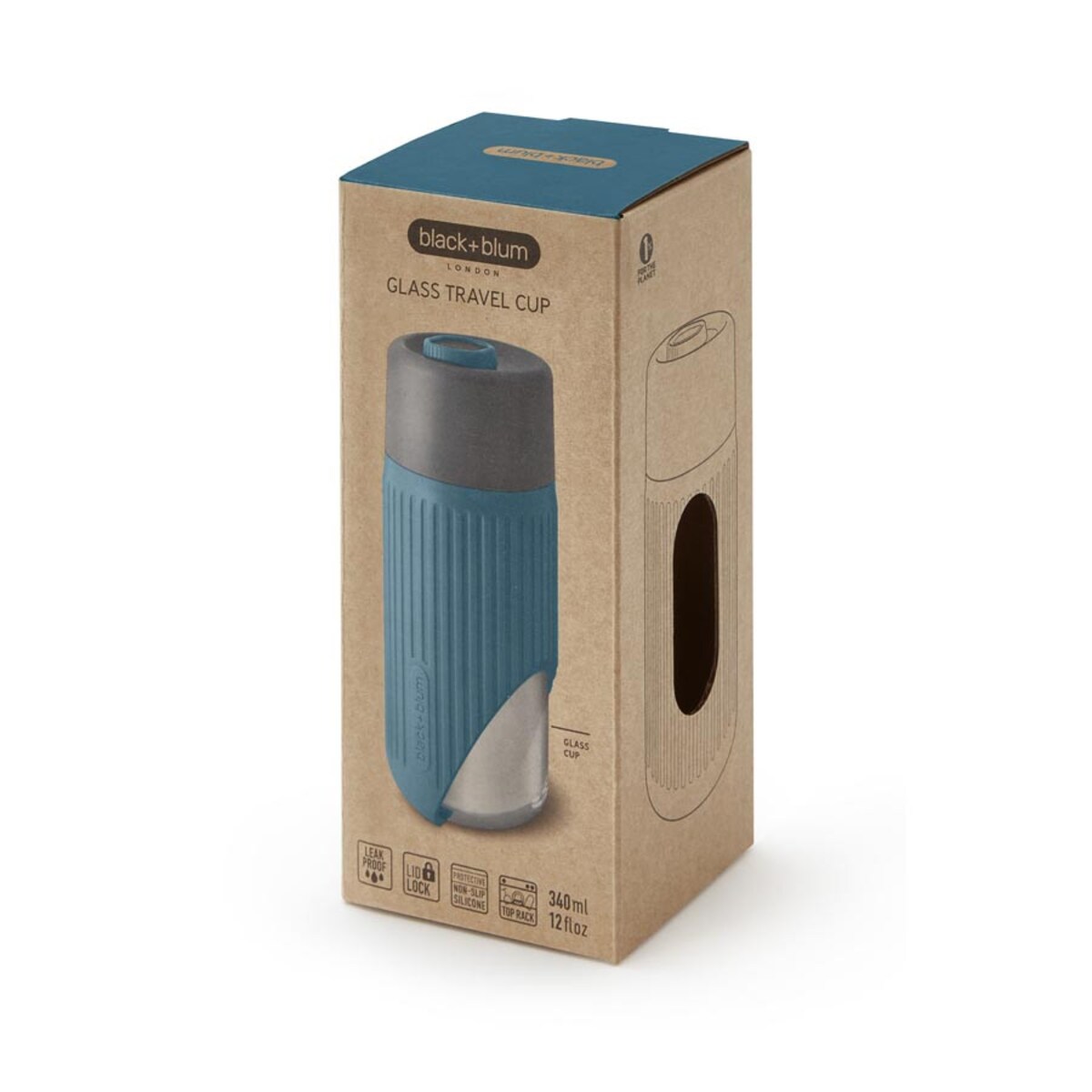 Kubek podróżny szklany morski, 340 ml, Black+Blum