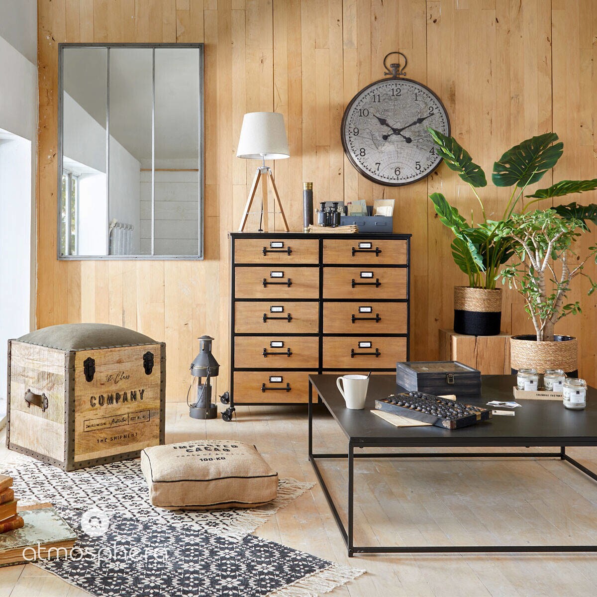 Zegar ścienny z dekoracyjną grafiką mapy świata, Ø 55 cm