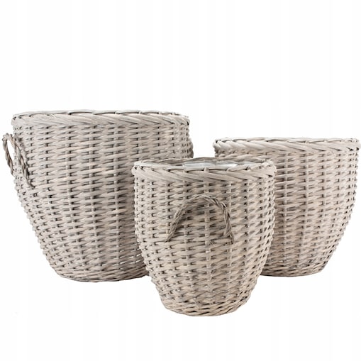 OSŁONKA NA DONICZKĘ WIKLINOWA KOSZ DUŻA 3 szt. do palmy salonu ogrodu domu