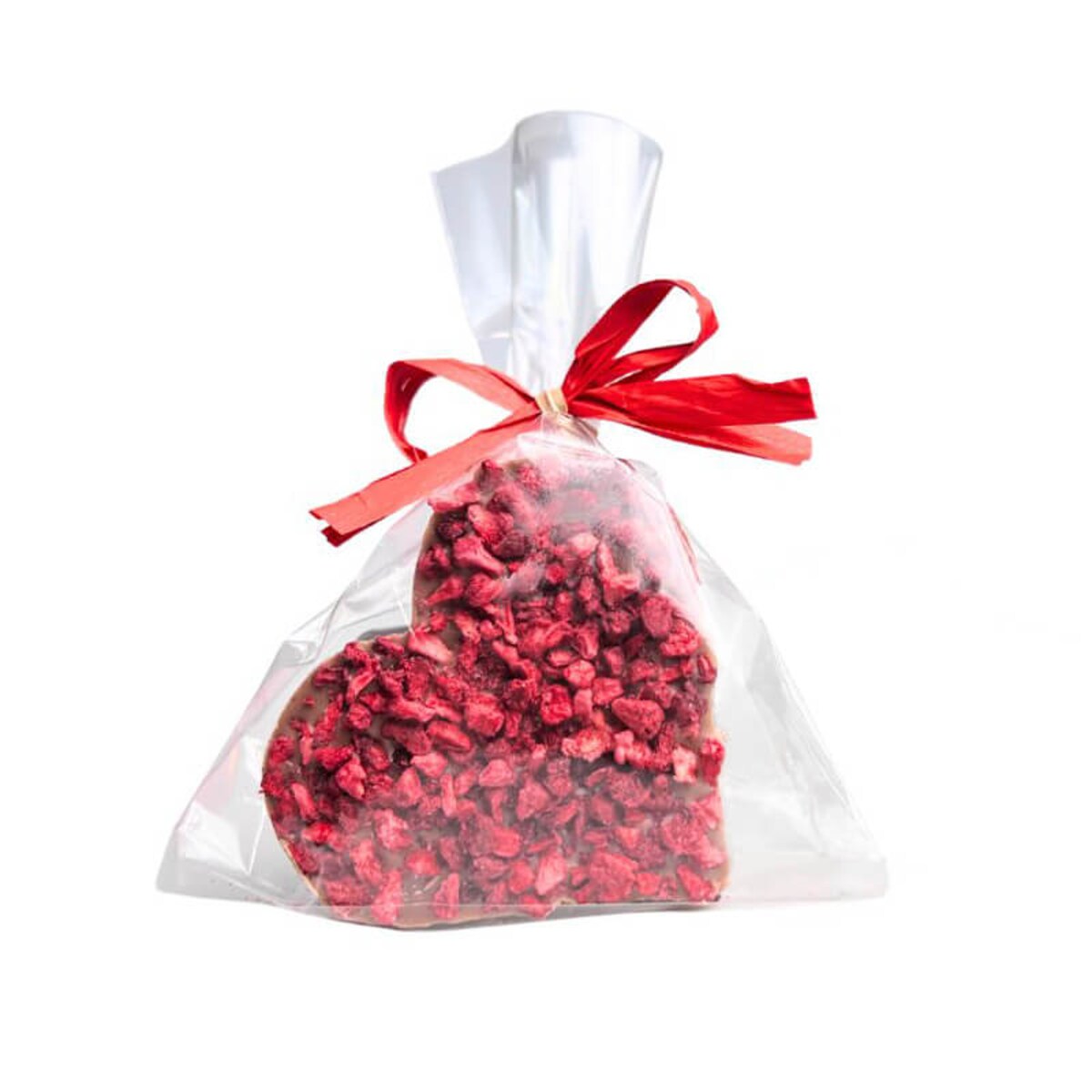 Czekoladowe mini serce z malinami - wyjątkowe serce z mlecznej, intensywnie kakaowej czekolady z dodatkiem malin, 100 % naturalne składniki, czekolada rzemieślnicza