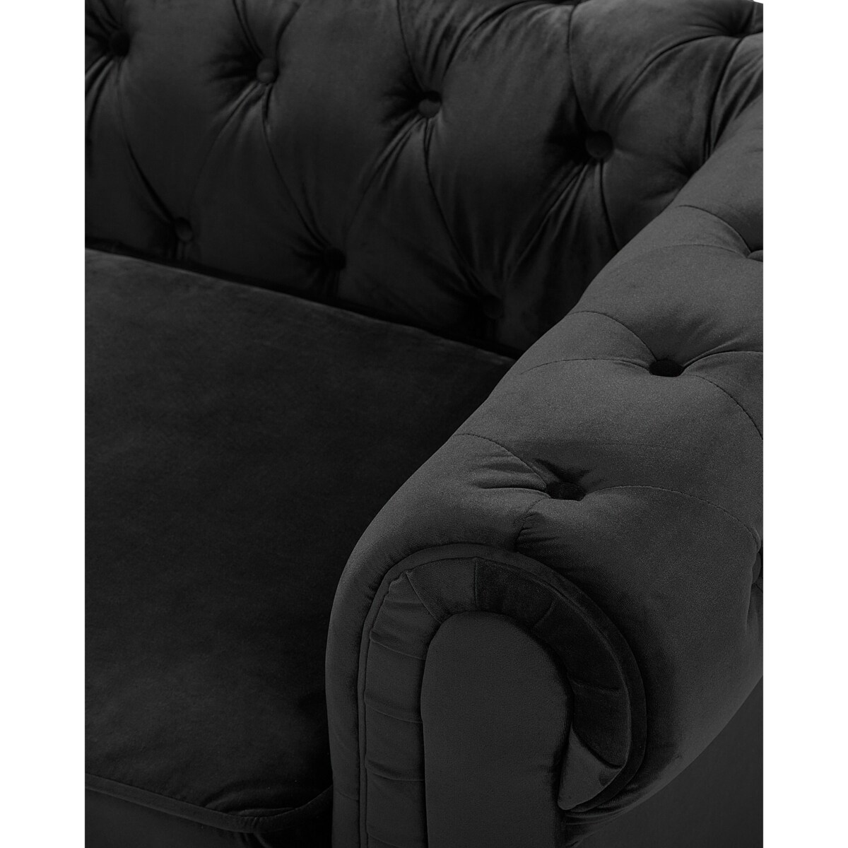 Fotel welurowy czarny CHESTERFIELD