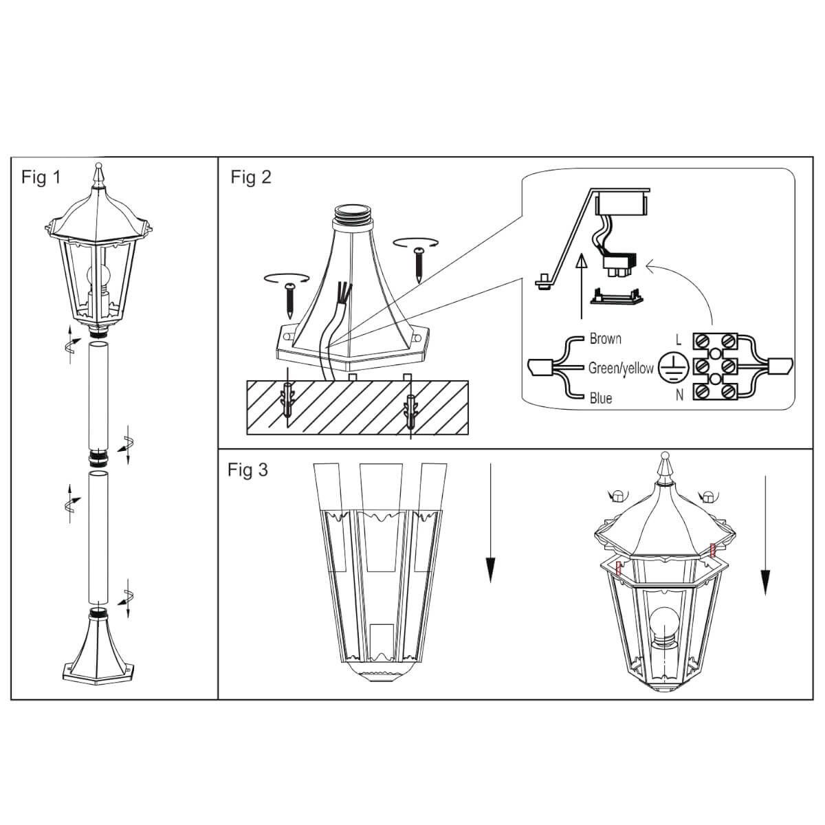 Stojąca lampa ogrodowa Burford 76550 Endon latarnia IP44 szkło czarny mat