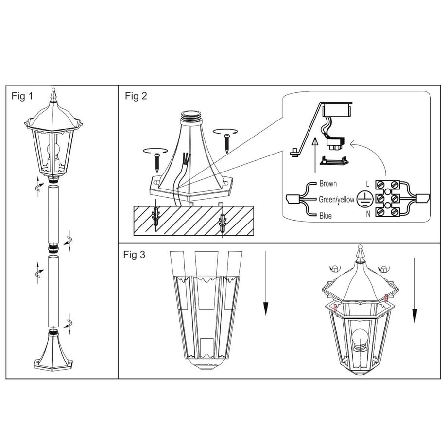 Stojąca lampa ogrodowa Burford 76550 Endon latarnia IP44 szkło czarny mat