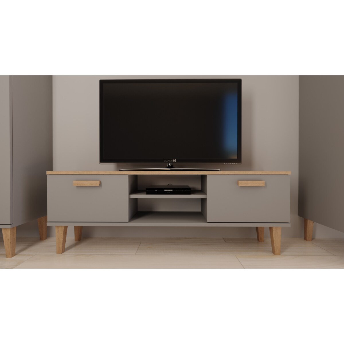 Szafka RTV Denver 120 szary chinchilla & hikora