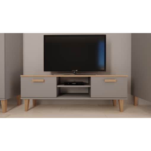 Szafka RTV Denver 120 szary chinchilla & hikora