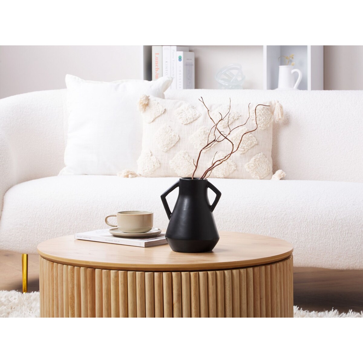 Wazon na kwiaty ceramiczny czarny FERMI