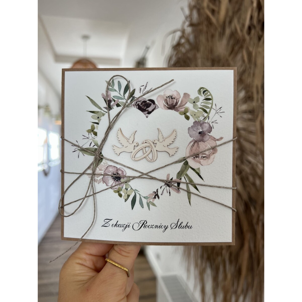 Prezent na rocznicę ślubu Rustykalna kartka życzenia z okazji rocznicy ślubu - rocznica ślubu