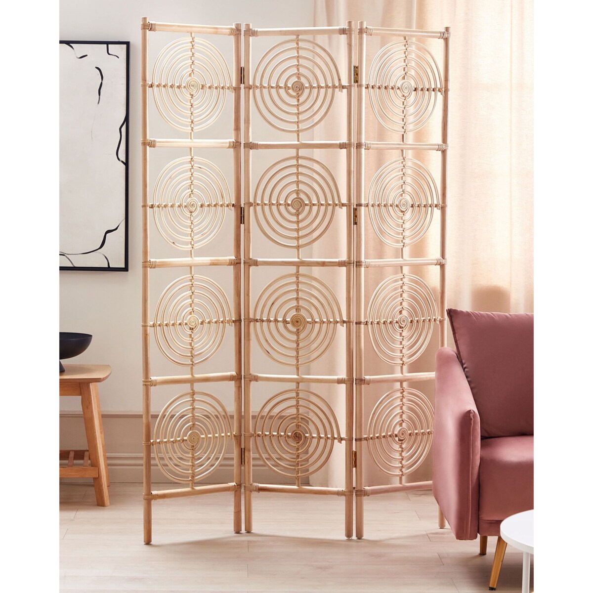 3-panelowy składany parawan pokojowy rattanowy 117 x 180 cm naturaly ALTAMURA