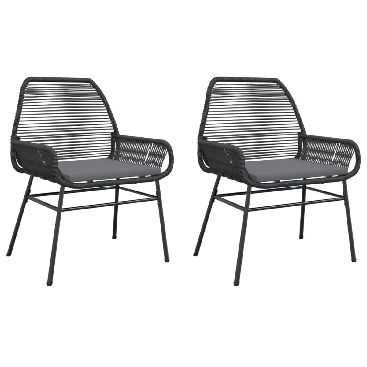 vidaXL Krzesła ogrodowe z poduszkami, 2 szt., czarne, polirattan