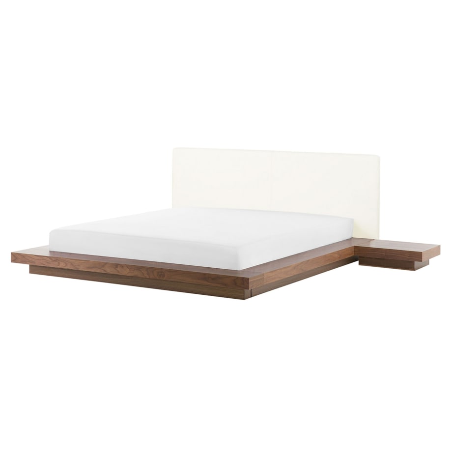 Łóżko wodne ze stolikami nocnymi 160 x 200 cm brązowe ZEN