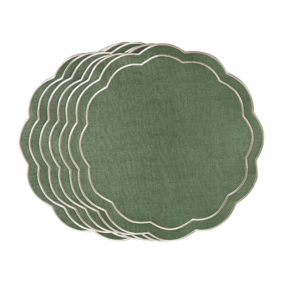 Haftowane podkładki Green Petali - 6 sztuk