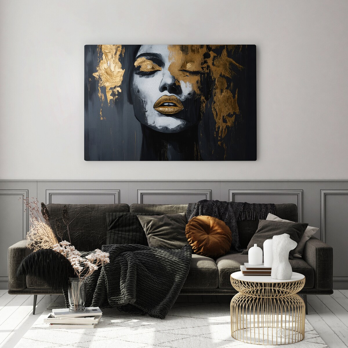 OBRAZ NA PŁÓTNIE DO SALONU ABSTRAKCYJNY PORTRET KOBIETY STYL GLAMOUR 120x80cm