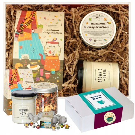 BOX na JESIEŃ z herbatą sypaną PREMIUM + świeca dyniowa prezent upominek