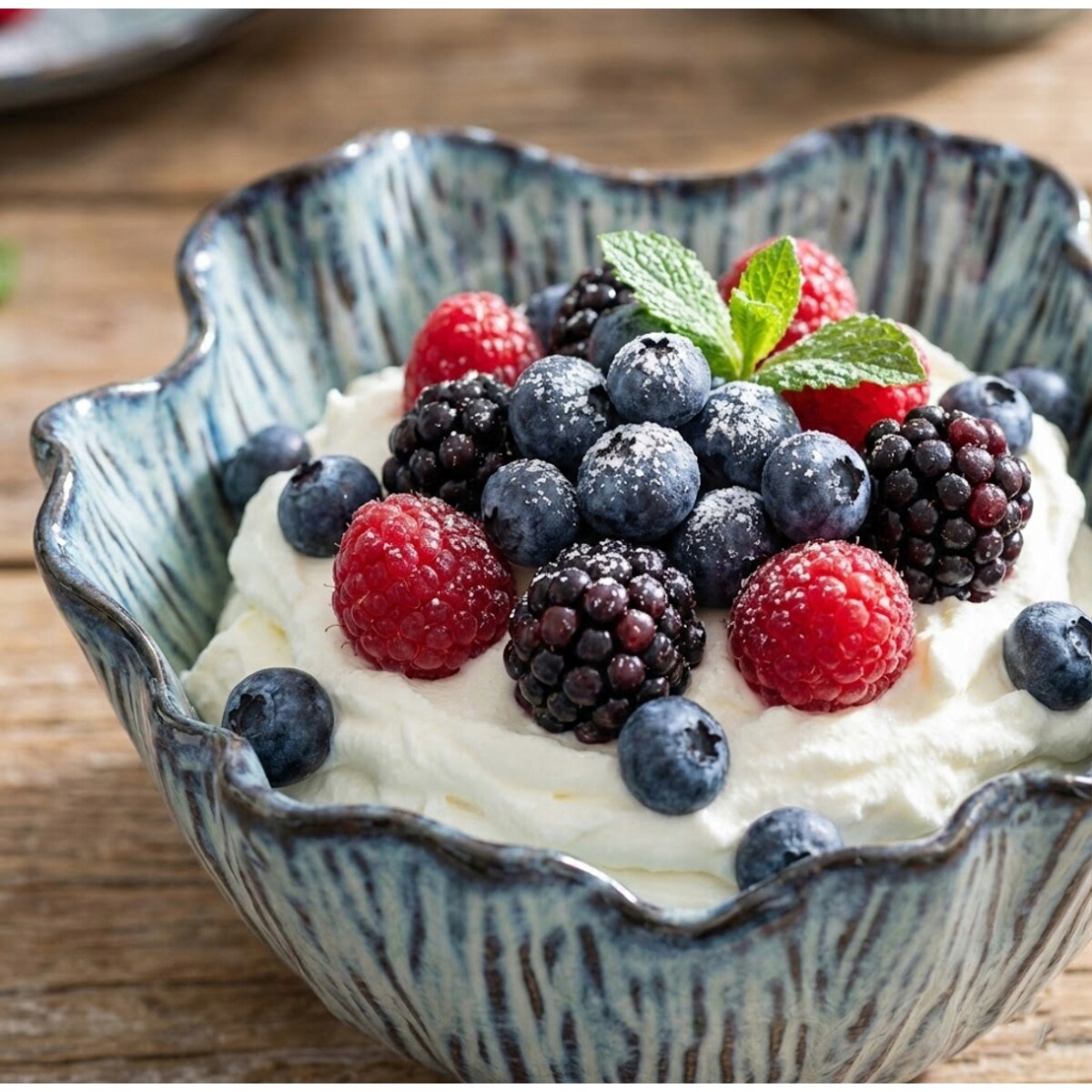 PATERA NA OWOCE SAŁATKĘ 23cm CERAMICZNA NIEBIESKA SKANDYNAWSKA MISA MISKA