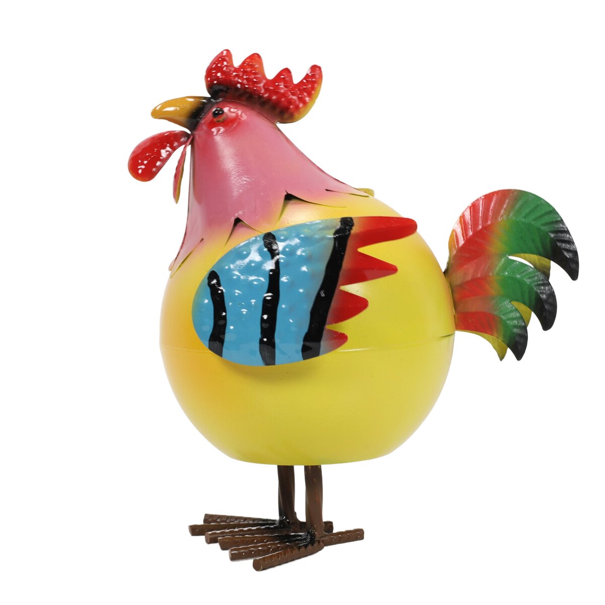 Kolorowa figurka metalowy kogut, 21 x 25 x 28 cm
