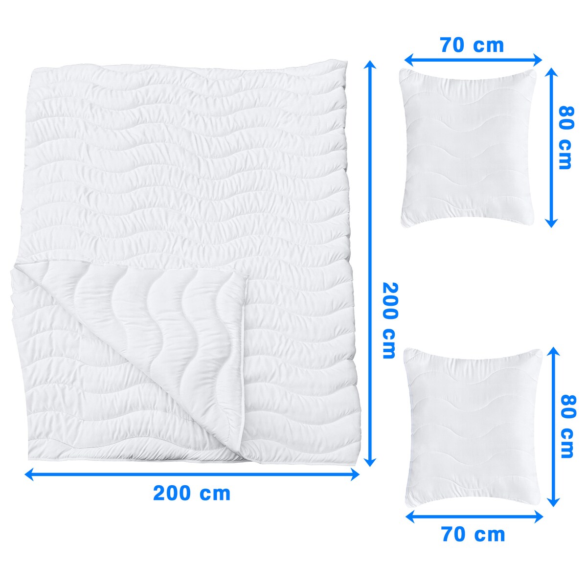Kołdra Zimowa 200X200 Cm + 2 Poduszki 70X80 Cm Zestaw Mikrofibra Antyalergiczna Pikowana
