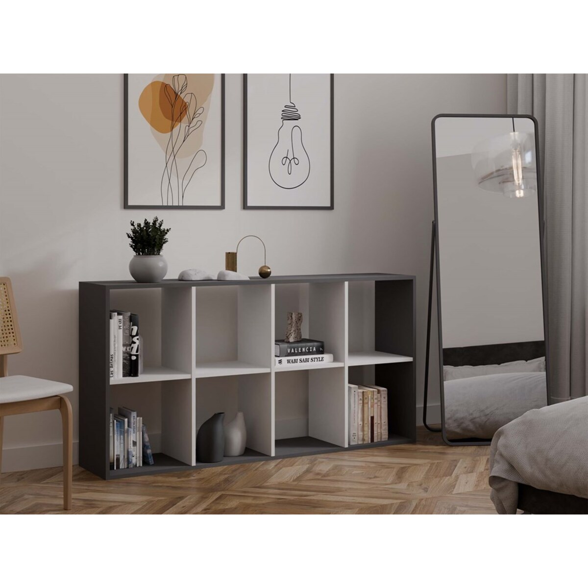 Regał Malax 2X4 Antracyt Biały