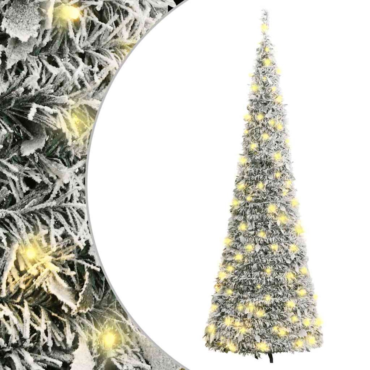 vidaXL Sztuczna choinka typu pop-up, ośnieżona, 100 LED, 150 cm