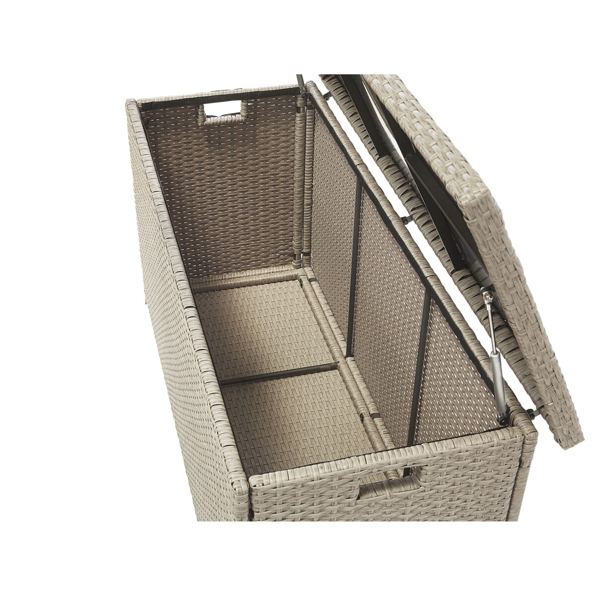 Skrzynia ogrodowa z technorattanu 126 x 46 cm beżowoszary MODENA