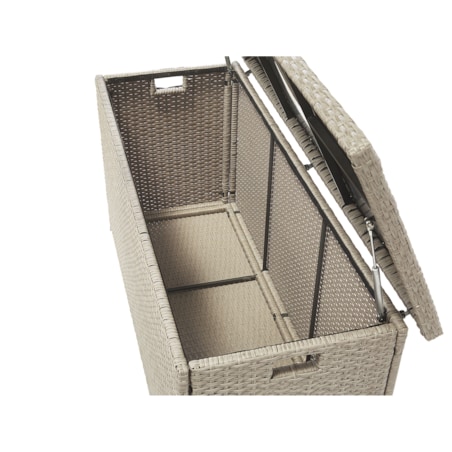 Skrzynia ogrodowa z technorattanu 126 x 46 cm beżowoszary MODENA