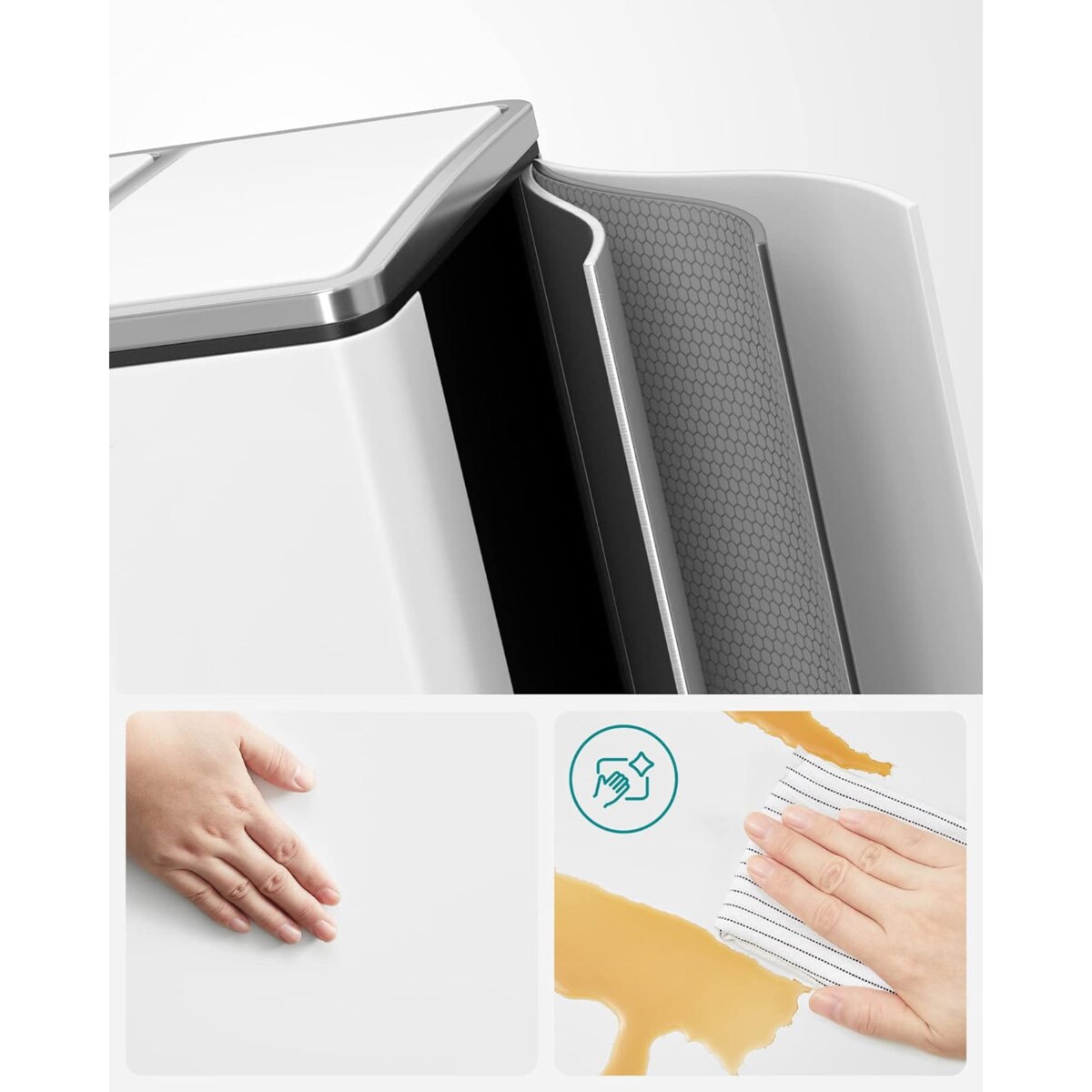 Kosz Na Śmieci Potrójny Segregacja Biały