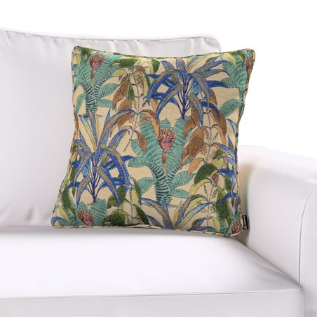 Poszewka Gabi na poduszkę 45x45 zielono-niebieskie motywy roślinne