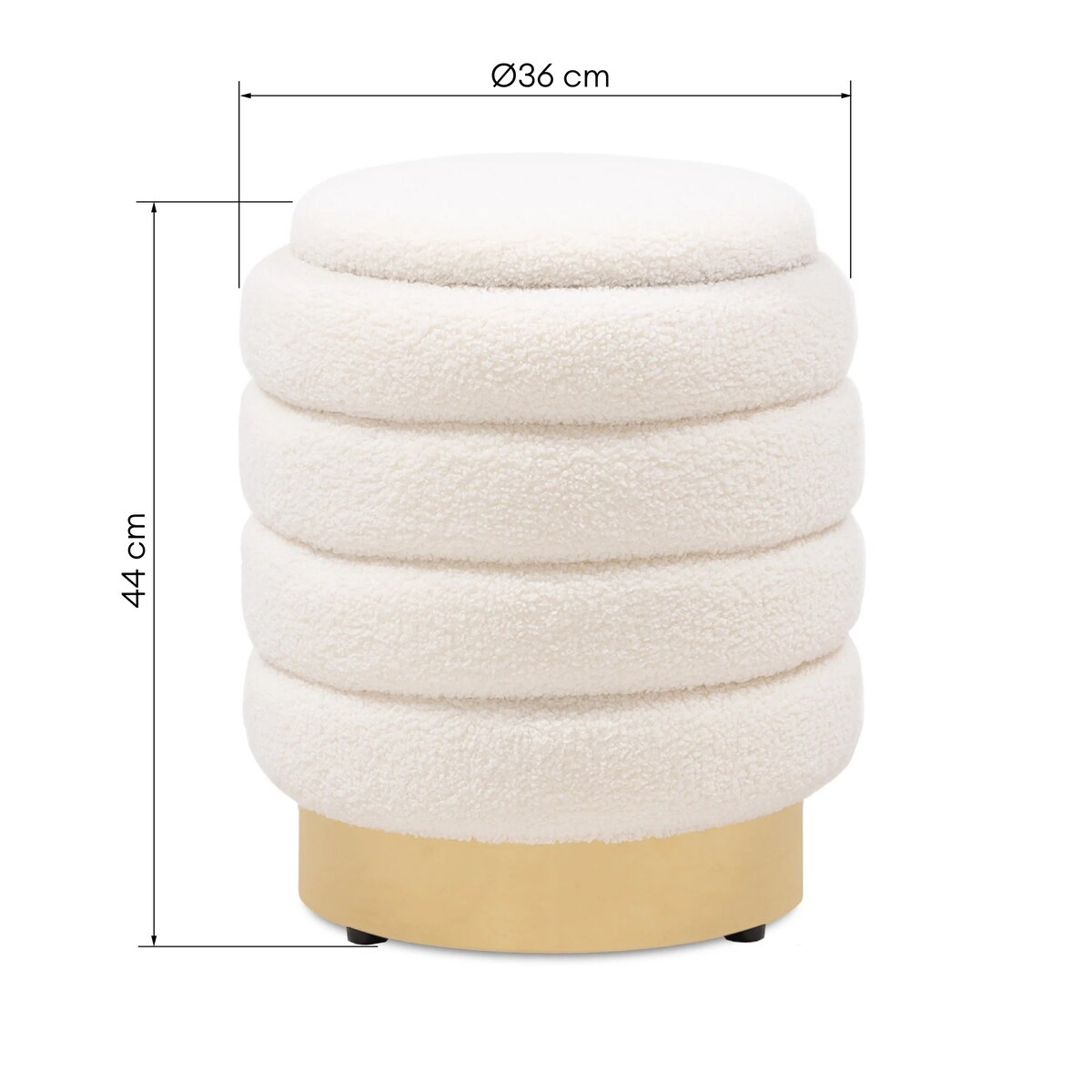 Pufa ze schowkiem Ø 36 cm YPSILA - II Kremowa
