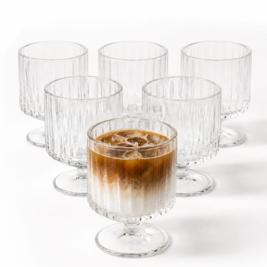 Zestaw 6 szt szklanek ryflowanych na nóżce do deserów, drinków 250ml SZK226ZESTAW6