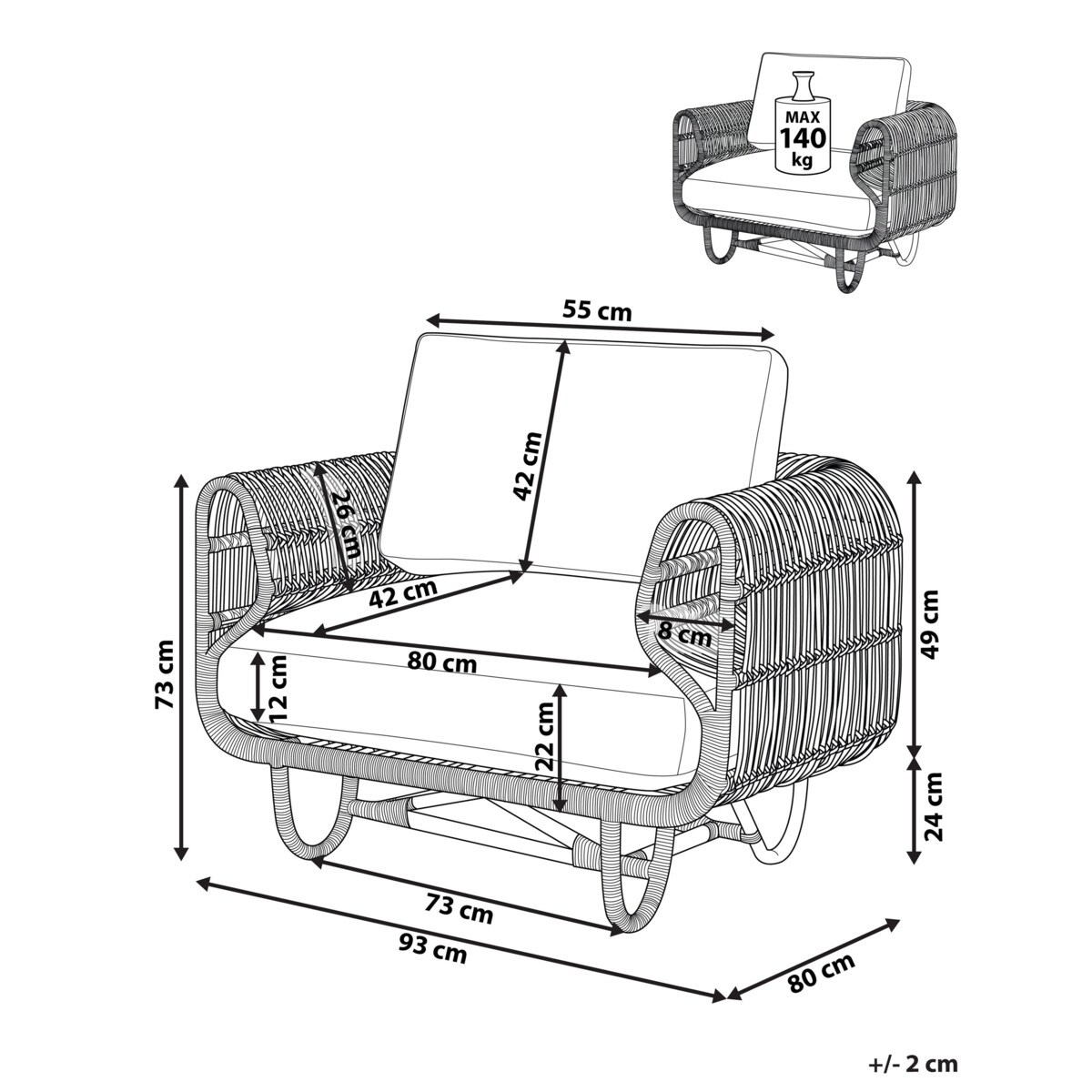 Fotel rattanowy beżowy DOLCEDO