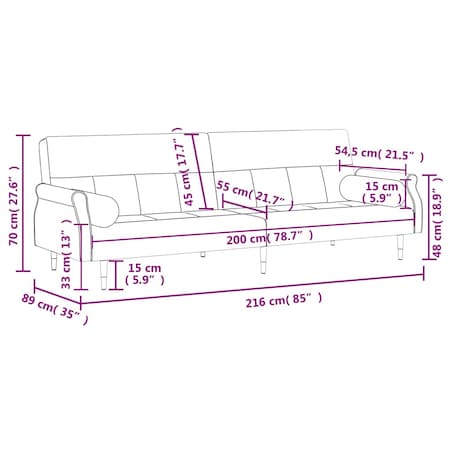 vidaXL Rozkładana kanapa z poduszkami, ciemnoszara, obita aksamitem