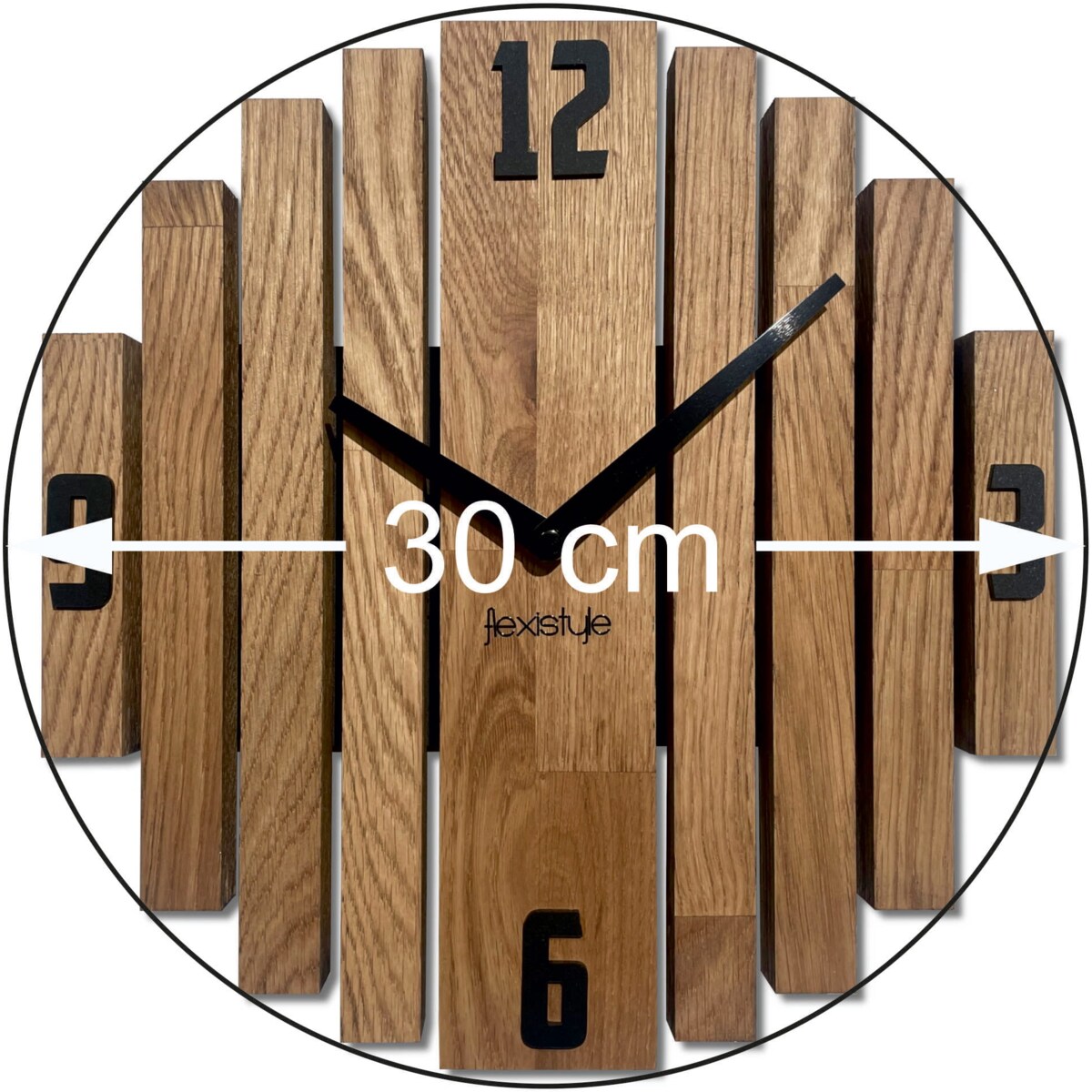 Zegar ścienny drewniany Symetria 30cm dębowy