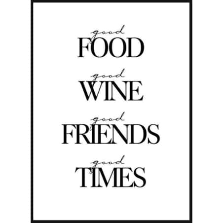 Poster Story, Plakat, Obraz - Food Wine Friends Times, wymiary 50 x 70 cm