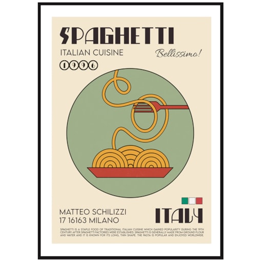 Poster Story, Plakat, Obraz - Spaghetti, wymiary 60 x 84 cm