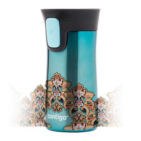 Kubek termiczny Contigo Pinnacle 300 ml z nadrukiem - Pansy - turkusowy