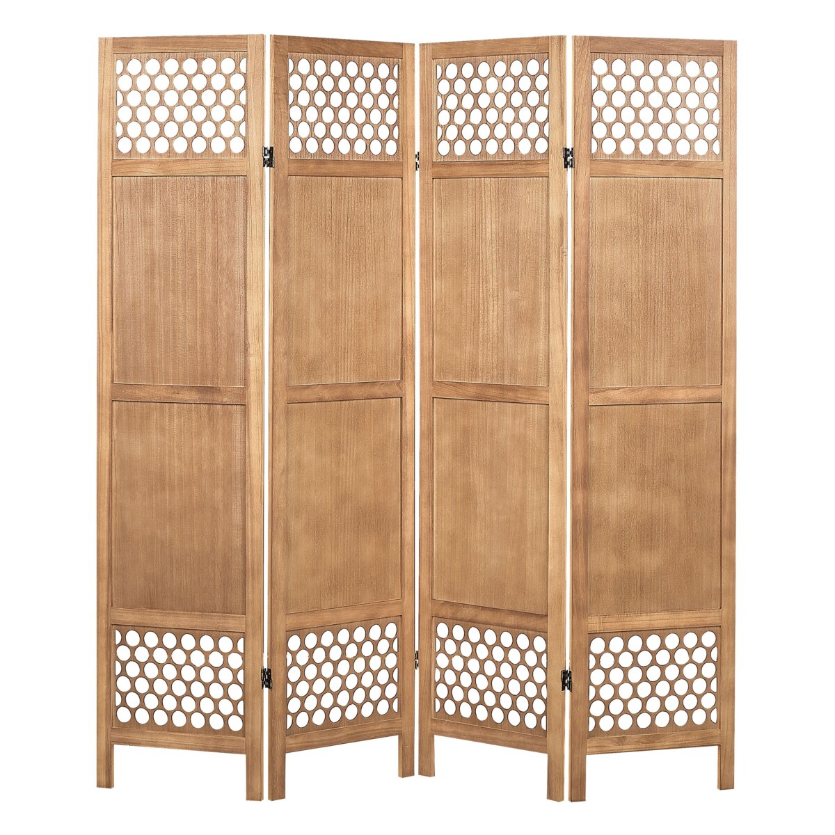 4-panelowy składany parawan pokojowy drewniany 170 x 163 cm jasne drewno CERTOSA