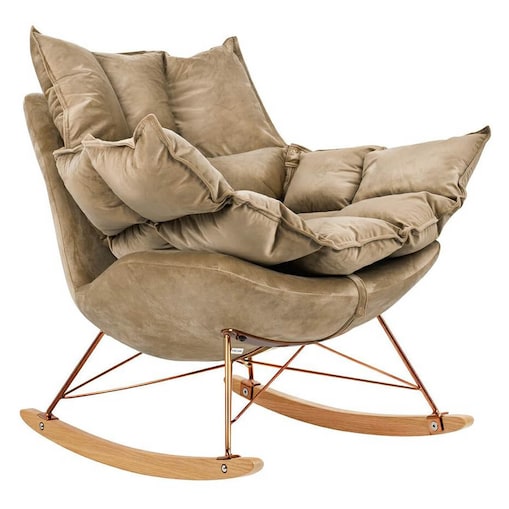 Fotel bujany z poduszką Swing velvet KH1301100129 King Home tapicerowany khaki