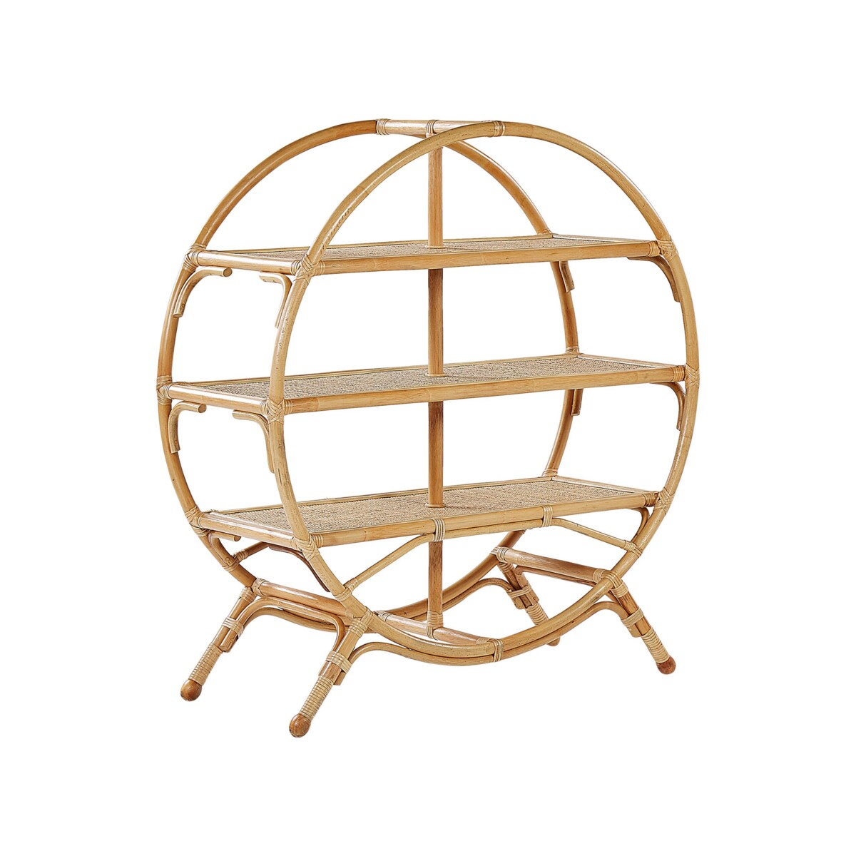 Regał okrągły rattanowy 3 półki naturalny TUVALU II