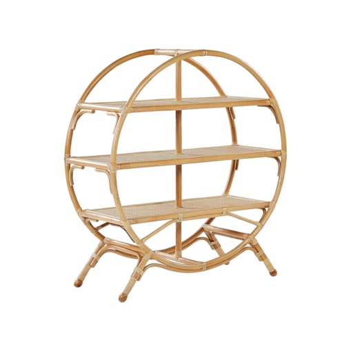 Regał okrągły rattanowy 3 półki naturalny TUVALU II