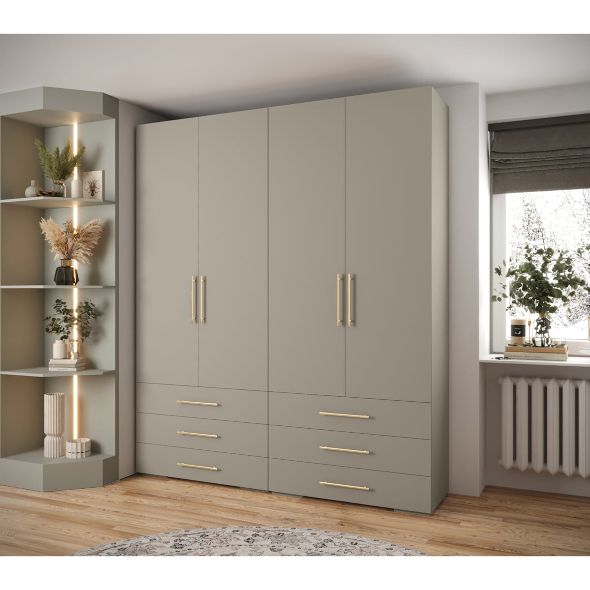 Garderoba wysoka do przedpokoju INOVA 3 Z16 kaszmir+czarny