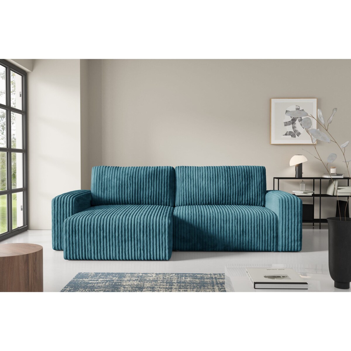 Narożnik FANO z funkcją spania sztruks Kolor: TILIA 75