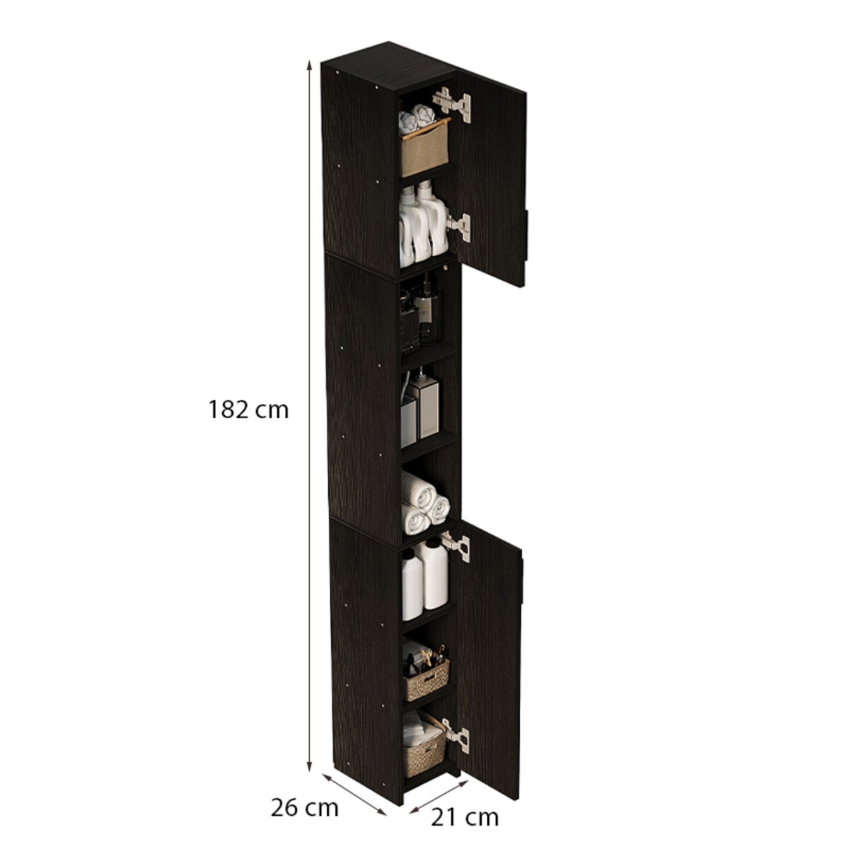 Regał łazienkowy stojący szafa czarny loft szafka półka słupek wysoki 182cm