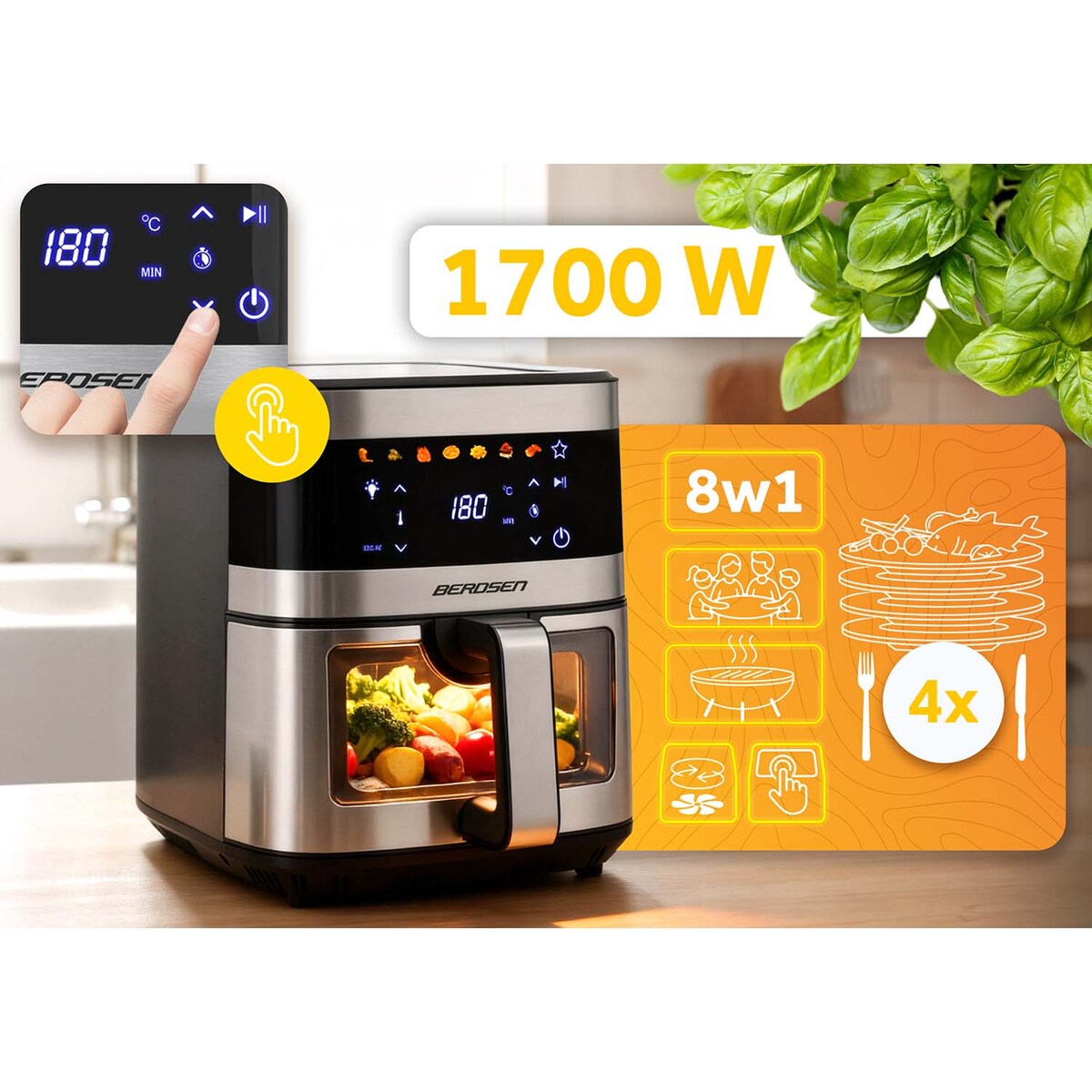 Frytkownica beztłuszczowa Berdsen Air Fryer frytownica 9,1l 1700W