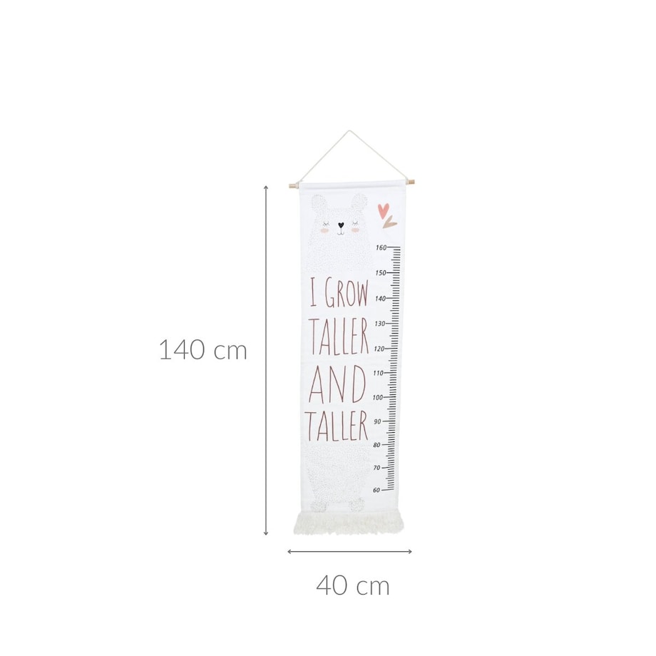 Miarka wzrostu na ścianę płócienna z frędzlami, do 160 cm wzrostu, 40 x 140 cm