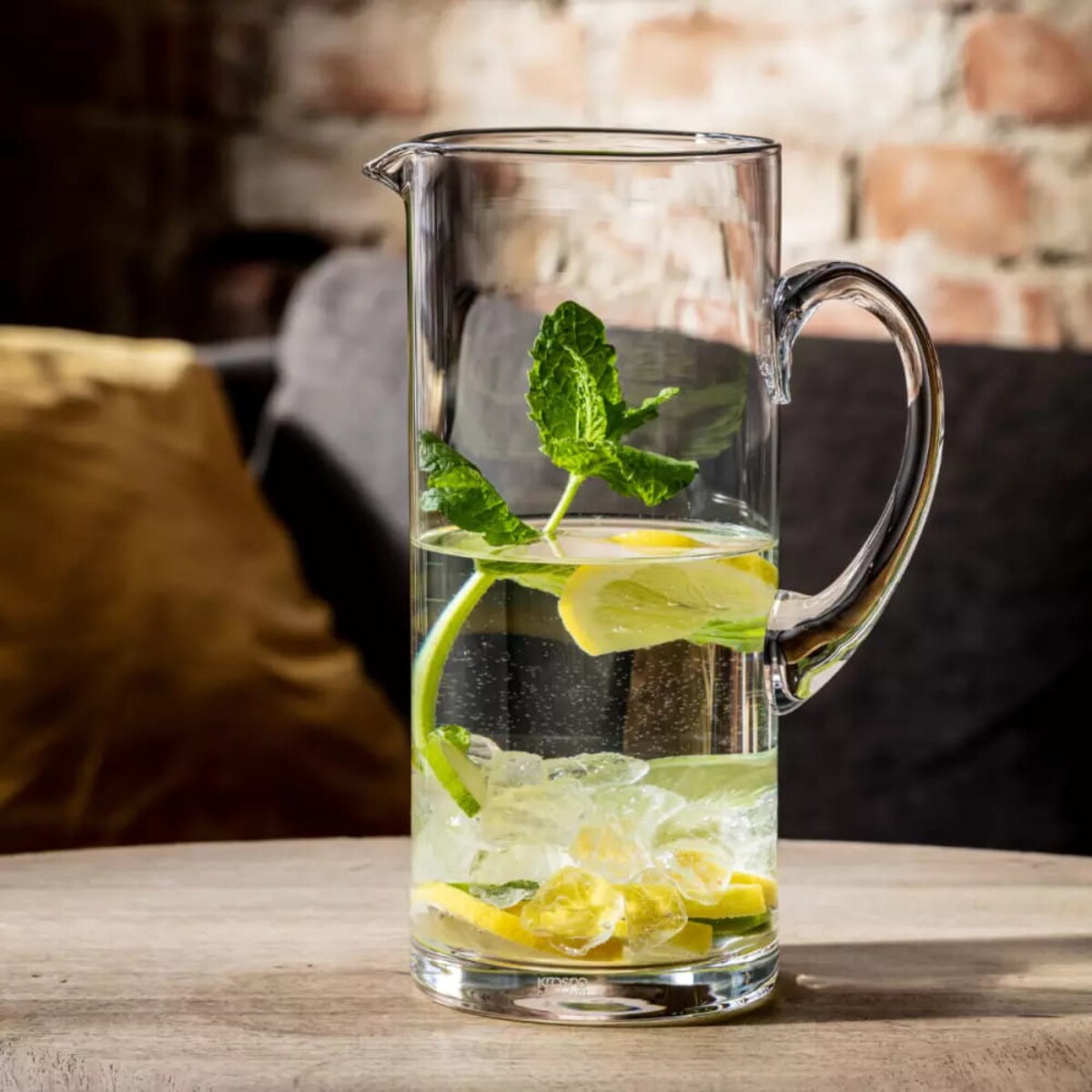 Dzbanek do Napojów Glamour Krosno 1,3 l Prosty Szklany z Uchwytem Bezbarwny