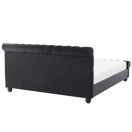 Łóżko welurowe 180 x 200 cm czarne AVALLON
