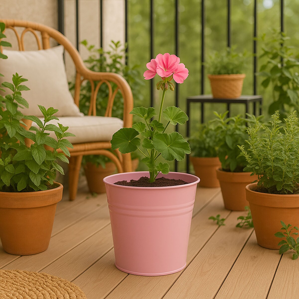 Cynkowa osłonka na doniczkę, 17 x 15 cm