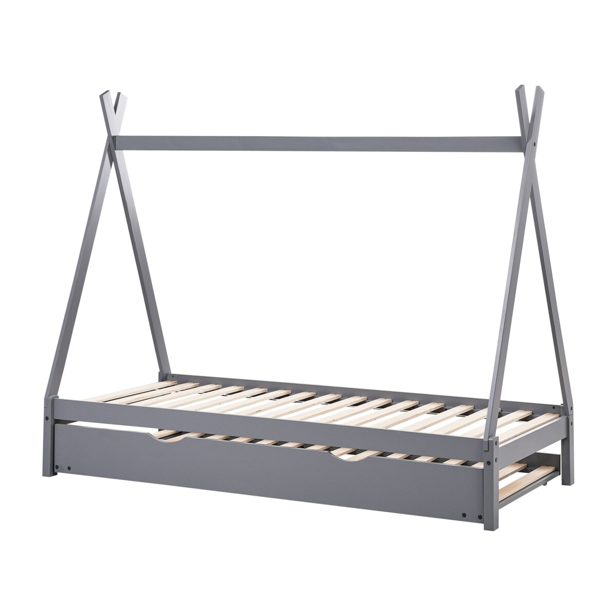 Łóżko wysuwane Drewno sosnowe TALMONTIERS 90 x 200 cm Szary