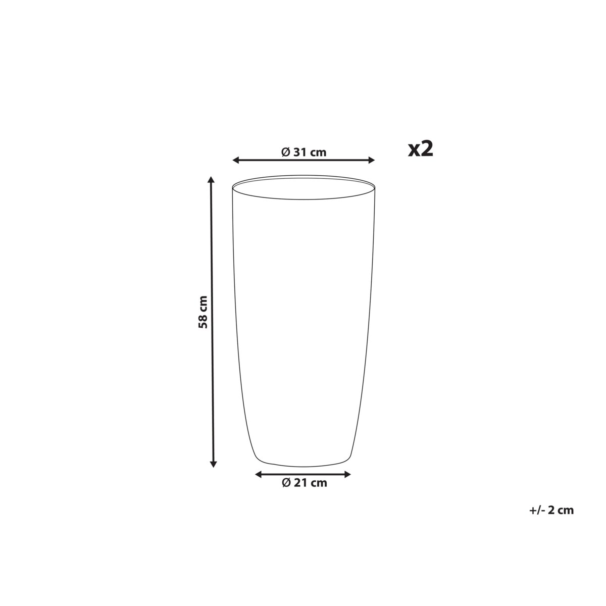 Zestaw 2 doniczek 31 x 31 x 58 cm beżowy ABDERA