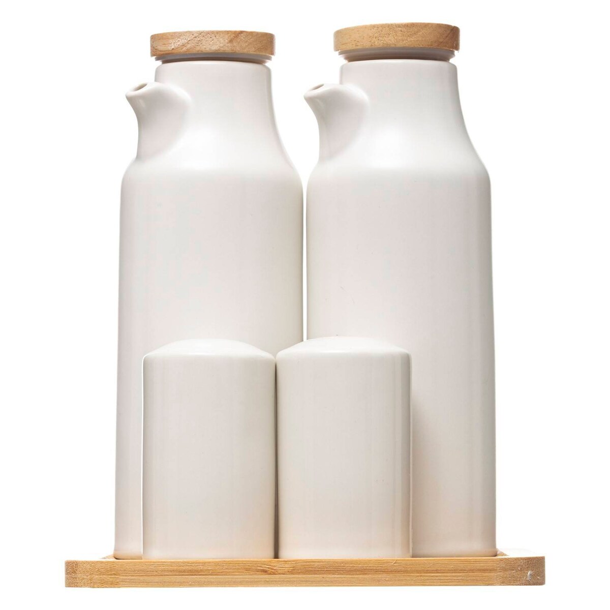 Dozowniki do przypraw na oliwę, ocet, sól i pieprz, komplet ceramiczny